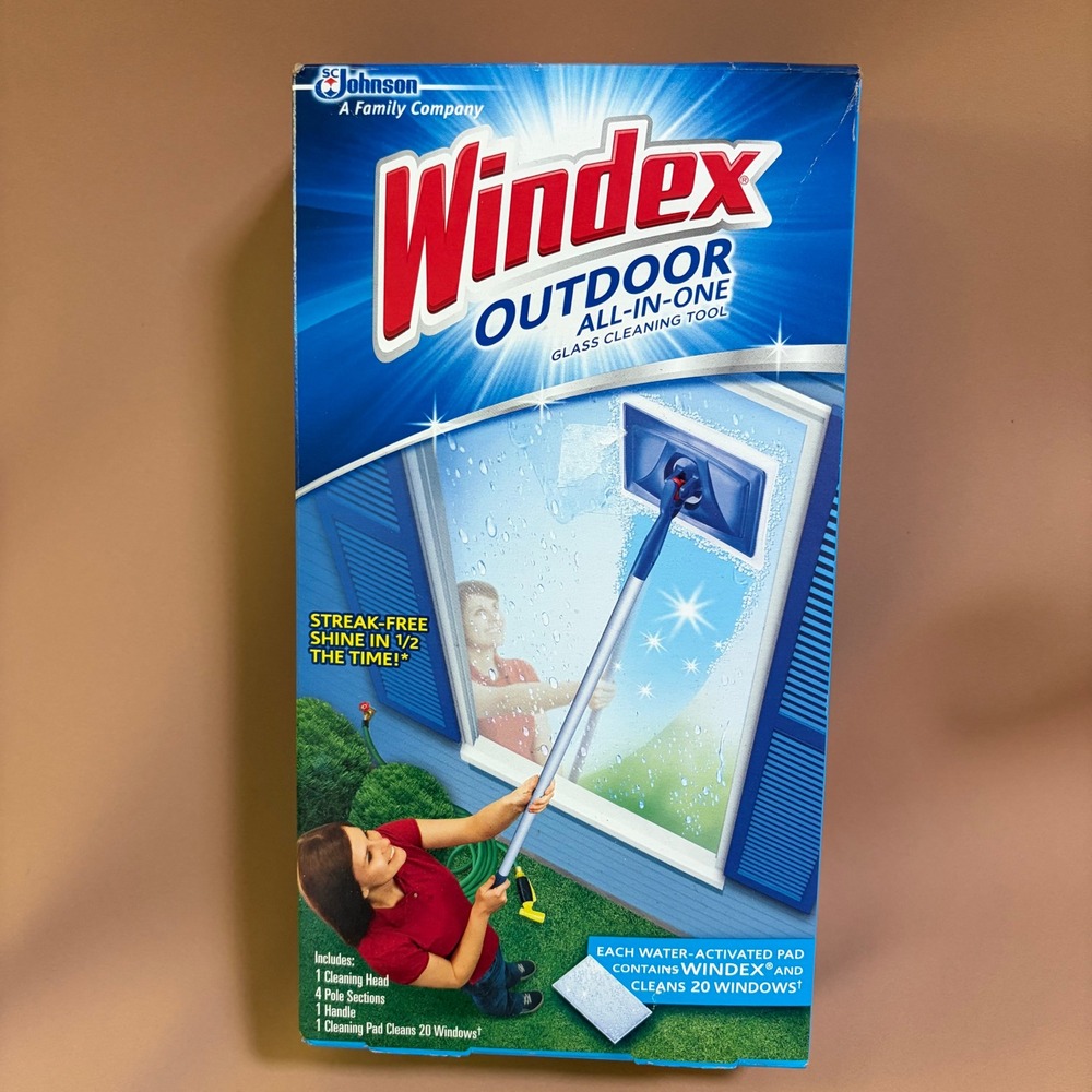 Windex Outdoor All-In-One Glass Cleaning Tool Starter Kit NOS SEALED RARE